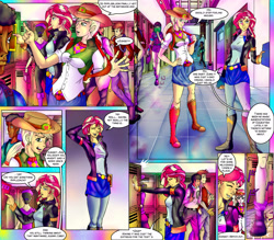 Size: 2361x2064 | Tagged: safe, artist:brother-lionheart, applejack, sunset shimmer, comic:twisted sunset, equestria girls, comic, crossover, jojo's bizarre adventure, older, shizuka joestar