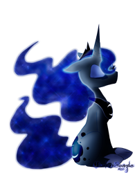 Size: 2500x3200 | Tagged: safe, artist:darkersounds, princess luna, alicorn, pony, eyes closed, simple background, sitting, solo