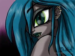 Size: 1024x768 | Tagged: safe, artist:yusutina, queen chrysalis, changeling, changeling queen, equestria girls, female, horn, solo