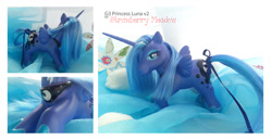 Size: 1024x529 | Tagged: safe, artist:strawberrymeadow, princess luna, g3, custom, g4 to g3, generation leap, irl, photo, s1 luna, solo, toy