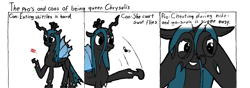 Size: 1338x470 | Tagged: safe, artist:livingpixel, queen chrysalis, changeling, changeling queen, comic, cyanide & happiness, skittles, solo