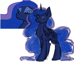 Size: 1203x1024 | Tagged: safe, artist:yukomaussi, princess luna, alicorn, pony, female, horn, mare, simple background, solo, white background