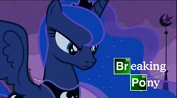 Size: 864x481 | Tagged: safe, edit, edited screencap, screencap, princess luna, alicorn, pony, breaking bad, jessie pinkmen, solo