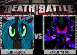 Size: 1008x720 | Tagged: artist needed, source needed, safe, queen chrysalis, changeling, changeling queen, crossover, death battle, exploitable meme, meme, mephiles the dark, sonic the hedgehog (series)