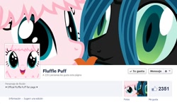 Size: 848x499 | Tagged: safe, queen chrysalis, oc, oc:fluffle puff, changeling, changeling queen, facebook, female, horn