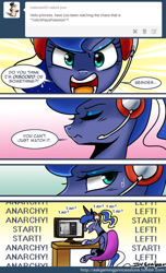 Size: 550x907 | Tagged: safe, artist:johnjoseco, princess luna, alicorn, pony, ask gaming princess luna, comic, computer, gamer luna, solo, tumblr, twitch plays pokémon