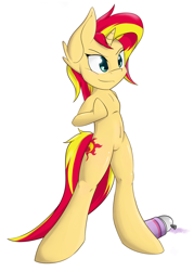 Size: 814x1135 | Tagged: safe, artist:rainbro-stache, sunset shimmer, pony, bipedal, solo, spray paint