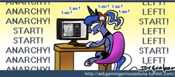 Size: 549x242 | Tagged: safe, artist:johnjoseco, princess luna, alicorn, pony, female, horn, mare, solo, twitch plays pokémon