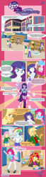 Size: 1024x3925 | Tagged: safe, artist:danmakuman, applejack, fluttershy, pinkie pie, rainbow dash, rarity, sunset shimmer, twilight sparkle, equestria girls, belly button, bonds of friendship, cleavage, clothes, comic, female, mane six, mary janes, midriff, skirt