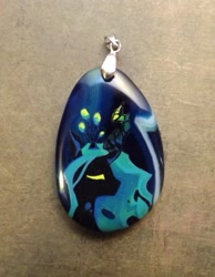 Size: 411x531 | Tagged: safe, artist:dragonataxia, queen chrysalis, changeling, changeling queen, irl, pendant, solo, stone, traditional art