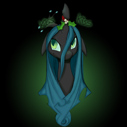 Size: 1280x1280 | Tagged: dead source, safe, artist:florecentmoo, artist:muh-arts, queen chrysalis, changeling, changeling queen, holly, solo