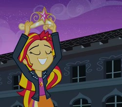 Size: 400x350 | Tagged: safe, screencap, sunset shimmer, equestria girls, equestria girls (movie), big crown thingy, solo