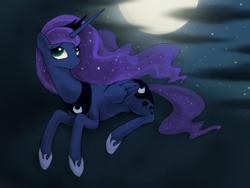 Size: 1024x768 | Tagged: safe, artist:murphylaw4me, princess luna, alicorn, pony, cloud, cloudy, colored, solo