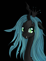 Size: 800x1066 | Tagged: safe, artist:elisabethianna, queen chrysalis, changeling, changeling queen, black background, bust, female, portrait, simple background, solo