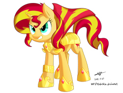 Size: 5000x3750 | Tagged: safe, artist:kyodashiro, sunset shimmer, pony, unicorn, armor, royal guard, solo