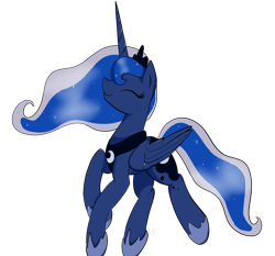 Size: 2629x2446 | Tagged: safe, artist:rainbowpotato98, princess luna, alicorn, pony, eyes closed, happy, simple background, solo