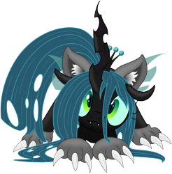 Size: 9832x10000 | Tagged: safe, artist:salemcat, artist:zev, queen chrysalis, cat, changeling, changeling queen, absurd resolution, simple background, solo, transparent background