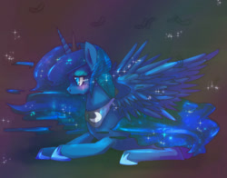 Size: 1000x782 | Tagged: safe, artist:girlieginger, princess luna, alicorn, pony, crying, galaxy mane, solo