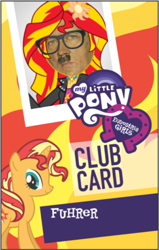 Size: 490x770 | Tagged: safe, sunset shimmer, pony, equestria girls, adolf hitler, become an equestria girl, glasses, why sid why