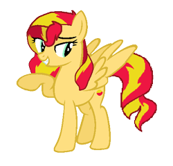 Size: 484x463 | Tagged: safe, sunset shimmer, pegasus, pony, female, mare, pegasus sunset shimmer, race swap, raised hoof, simple background, solo, transparent background