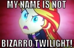 Size: 319x206 | Tagged: safe, edit, edited screencap, screencap, sunset shimmer, equestria girls, equestria girls (movie), angry, bizarro, image macro, solo