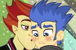 Size: 440x293 | Tagged: safe, artist:peppersupreme, edit, edited screencap, screencap, flash sentry, human, equestria girls, equestria girls (movie), brad, cropped, crossover shipping, dreamy cutebottom, gay, heath burns (monster high), husbando thief, male, monster high, role reversal