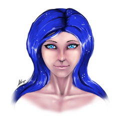 Size: 1000x1000 | Tagged: safe, artist:darkestmbongo, princess luna, human, humanized, simple background, solo, uncanny valley