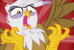 Size: 969x654 | Tagged: safe, artist:sorcerushorserus, derpibooru import, gilda, griffon, gilda is not amused, solo, unamused