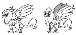 Size: 1157x535 | Tagged: safe, derpibooru import, gilda, griffon, concept art, leak, monochrome