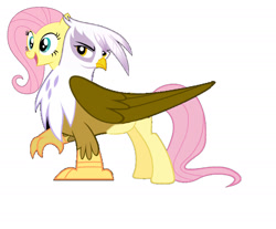 Size: 2359x1953 | Tagged: safe, artist:theunknowenone1, derpibooru import, edit, fluttershy, gilda, chimera, conjoined, female, fusion, gildashy, lesbian, shipping, together forever, two heads, wat, we have become one, what has magic done