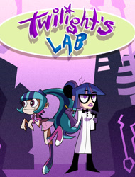 Size: 914x1200 | Tagged: safe, artist:jokerpony, sci-twi, sonata dusk, twilight sparkle, human, ask teen chrysalis, equestria girls, clothes, dexter's laboratory, glasses, humanized, lab coat, parody