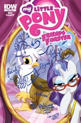 Size: 1054x1600 | Tagged: safe, artist:amy mebberson, derpibooru import, idw, gilda, rarity, griffon, pony, unicorn, spoiler:comic, spoiler:comicff24, cover