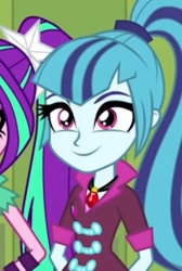 Size: 366x544 | Tagged: safe, screencap, aria blaze, sonata dusk, equestria girls, rainbow rocks, cute, gem, ponytail, pure unfiltered evil, siren gem, sonatabetes