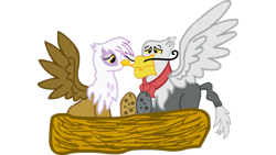 Size: 1191x670 | Tagged: safe, artist:asctoons, derpibooru import, gilda, gustave le grande, griffon, cute, egg, family, female, gustilda, male, nest, offspring, parent:gilda, parent:gustave le grande, parents:gustilda, shipping, straight