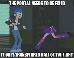 Size: 625x492 | Tagged: safe, edit, edited screencap, screencap, flash sentry, twilight sparkle, equestria girls, equestria girls (movie), brad, cropped, half, image macro, legs, modular