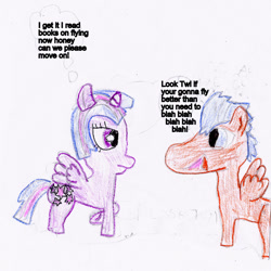 Size: 800x799 | Tagged: artist needed, safe, flash sentry, twilight sparkle, twilight sparkle (alicorn), alicorn, pony, female, flashlight, low quality art, male, mare, masterpiece, shipping, straight, traditional art