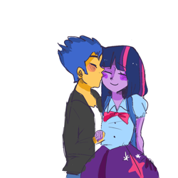 Size: 500x500 | Tagged: safe, artist:tsunagakami, flash sentry, twilight sparkle, equestria girls, blushing, flashlight, kissing, shipping