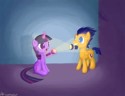 Size: 1300x1000 | Tagged: safe, artist:sweetangeldelight, flash sentry, shining armor, twilight sparkle, twilight sparkle (alicorn), alicorn, pony, unicorn, cute, female, flashlight, flashlight (object), flashlight with a flashlight, frown, glare, grin, levitation, literal, magic, male, mare, mouth hold, open mouth, overprotective, overprotective armor, pun, shipping, sitting, smiling, soon, straight, telekinesis, visual pun, watching
