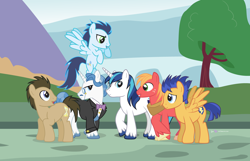 Size: 1400x900 | Tagged: safe, artist:dm29, big macintosh, doctor whooves, fancypants, flash sentry, shining armor, soarin', earth pony, pony, unicorn, male, male six, stallion