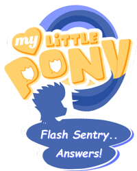 Size: 500x626 | Tagged: safe, artist:flashsentrysartwork, edit, flash sentry, ask flash sentry, comic sans, logo, logo edit, simple background, transparent background