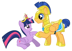 Size: 678x480 | Tagged: safe, artist:coolez, flash sentry, twilight sparkle, twilight sparkle (alicorn), alicorn, pony, big crown thingy, blushing, element of magic, female, flashlight, male, mare, shipping, straight