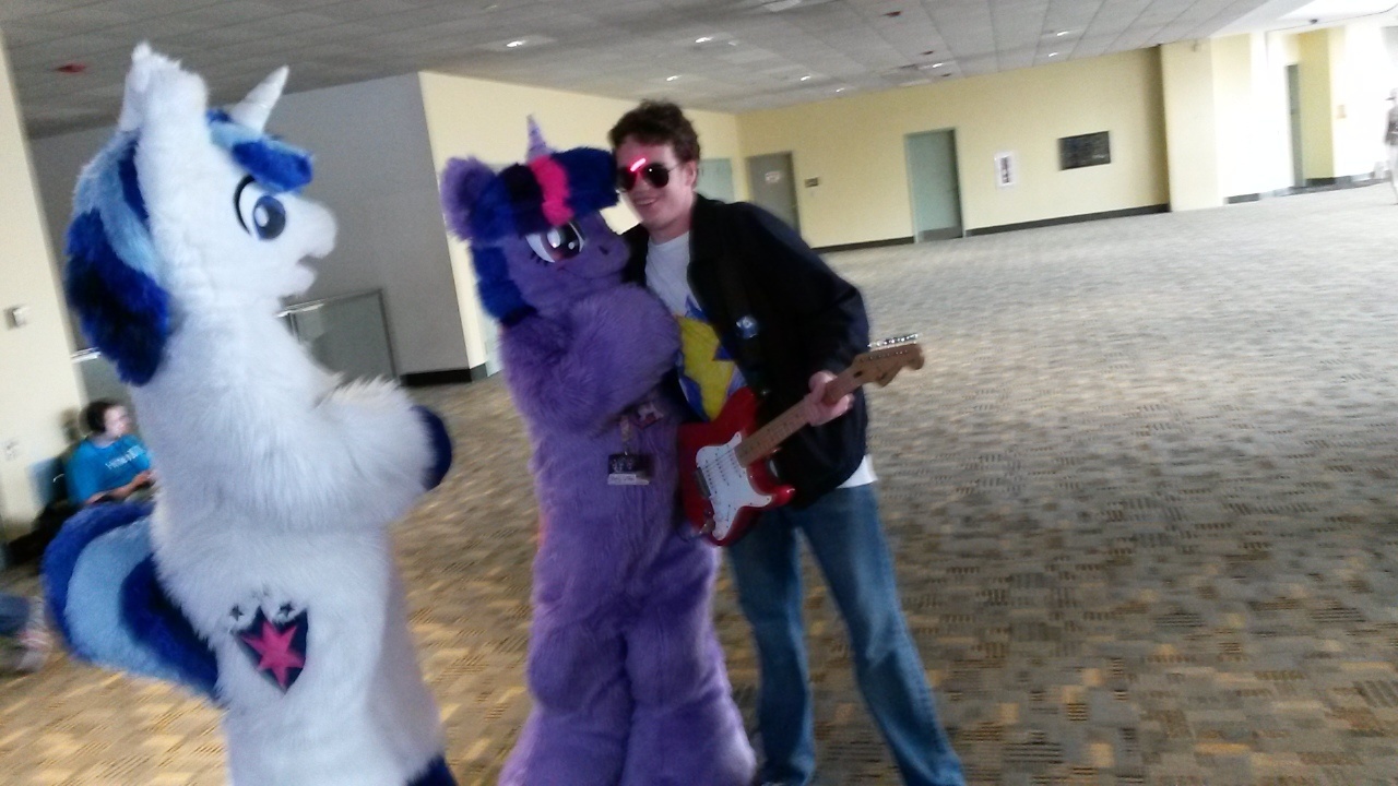 365200 - safe, flash sentry, shining armor, twilight sparkle, pony,  unicorn, bronycon, cosplay, exploitable meme, fursuit, irl, photo, waifu  thief - Ponybooru