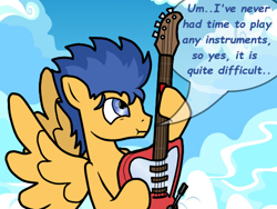 Size: 500x375 | Tagged: safe, artist:flashsentrysartwork, flash sentry, :t, ask, ask flash sentry, guitar, scrunchy face, tumblr