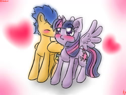 Size: 1600x1200 | Tagged: safe, artist:harthric, flash sentry, twilight sparkle, female, flashlight, kissing, male, shipping, straight