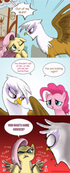 Size: 2480x6084 | Tagged: safe, artist:doublewbrothers, derpibooru import, fluttershy, gilda, pinkie pie, earth pony, griffon, pegasus, pony, abuse, badass, balisong, butterfly knife, comic, flutterbadass, flutterrage, gildabuse, out of character, prey hunting predator