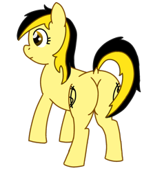 Size: 1066x1200 | Tagged: safe, artist:anonymous, oc, oc:leslie fair, earth pony, pony, /mlpol/, butt, dock, drawthread, female, looking, plot, raised, rear view, standing, tail, the ass was fat, view