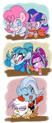 Size: 2480x5869 | Tagged: safe, artist:thegreatrouge, derpibooru import, aria blaze, gilda, pinkie pie, sonata dusk, trixie, twilight sparkle, twilight sparkle (alicorn), alicorn, earth pony, griffon, pony, ariabetes, chibi, cigarette, cute, diapinkes, diatrixes, female, gildadorable, mare, papyrus (undertale), parody, sans (undertale), sans pie, smoking, sonatabetes, the great and powerful papyrus, twiabetes, underfell, underswap, undertale