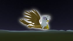 Size: 1366x768 | Tagged: safe, artist:horsesplease, derpibooru import, gilda, griffon, 3d, flying, glow, gmod, night, solo