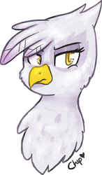 Size: 631x1080 | Tagged: safe, artist:chipflake, derpibooru import, gilda, griffon, bust, colored pupils, simple background, solo, transparent background