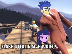 Size: 864x647 | Tagged: safe, edit, flash sentry, twilight sparkle, equestria girls, 1000 hours in ms paint, engineer, exploitable meme, ms paint, spy, team fortress 2, text, waifu, waifu thief